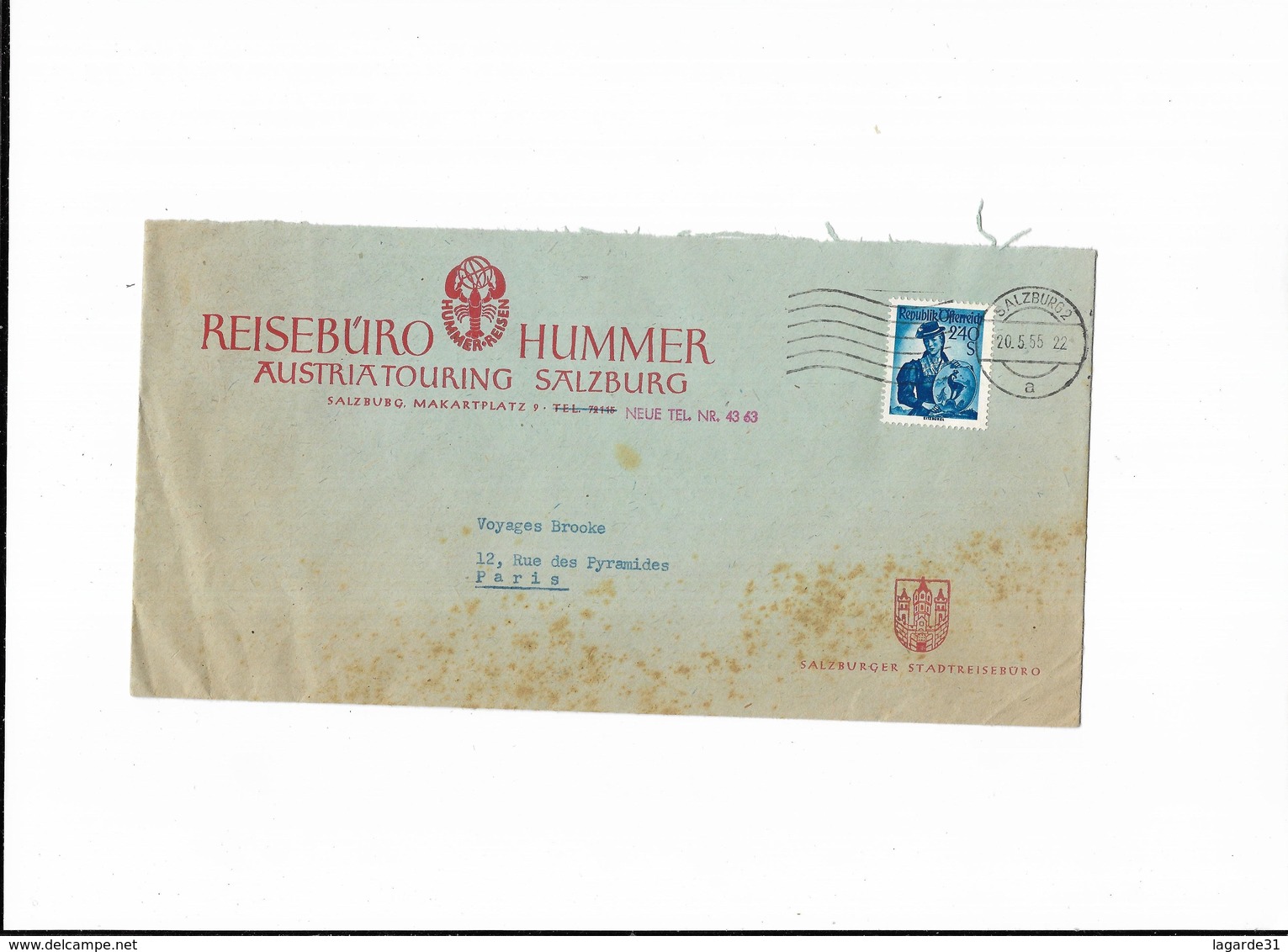 1955 Autriche  REISEBURO HUMMER AUSTRIATOURING SALZBURG - Franking Machines (EMA)