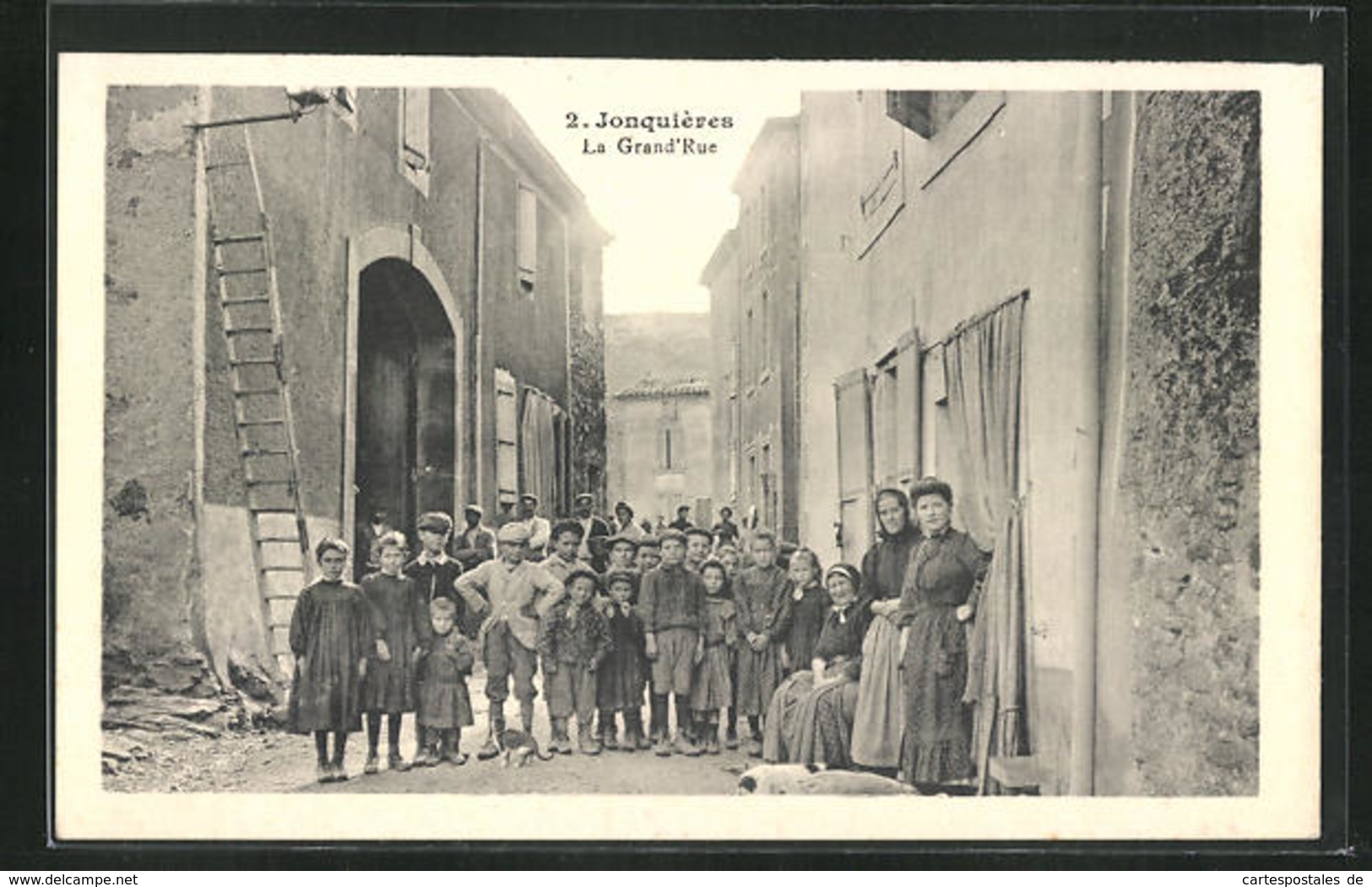 CPA Jonquères, La Grand`Rue, Partie Avec Des Enfants - Altri & Non Classificati