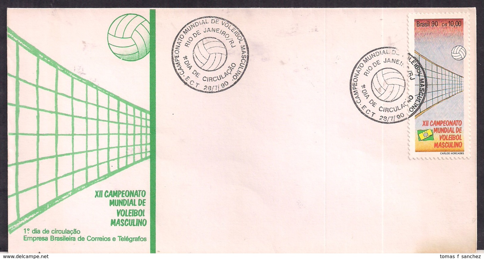 Brasil - 1990 - FDC - XII Championnat Du Monde De Volleyball Masculin - Volleyball