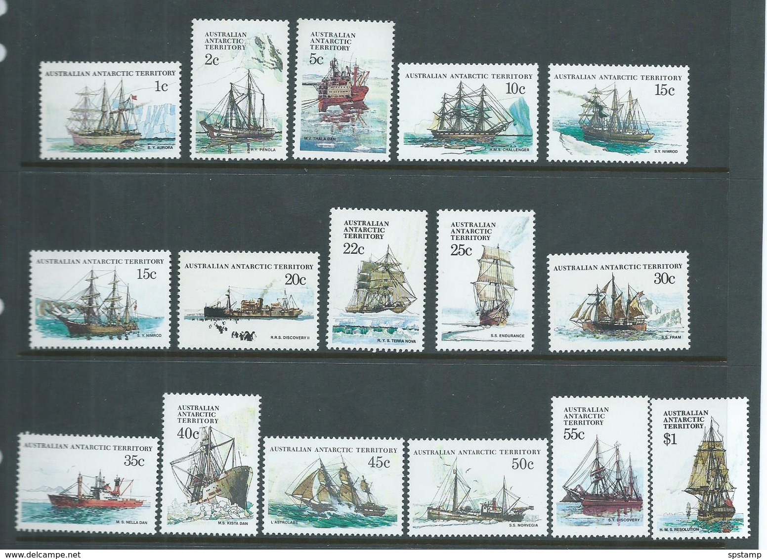 Australian Antarctic Territory AAT 1979 - 1981 Ship Definitives Set 16 MNH - Unused Stamps