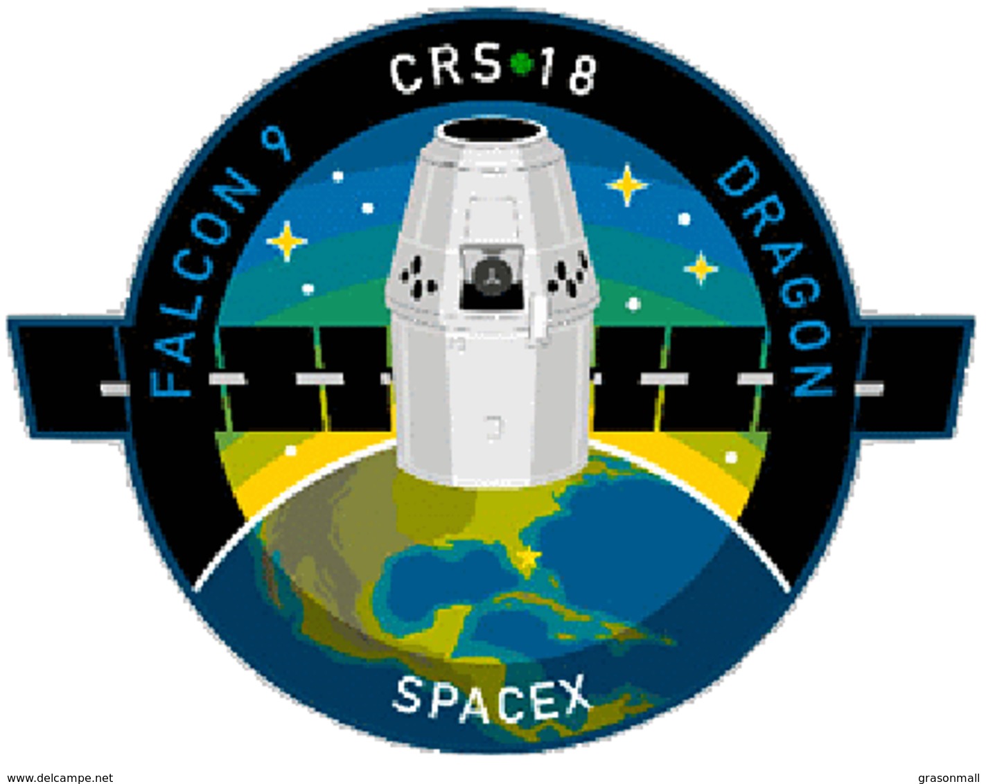 ISS Expedition 60 Dragon Spx-18 Spacex Falcon 9 CRS 18 International Space Station Embroidered Patch - Patches