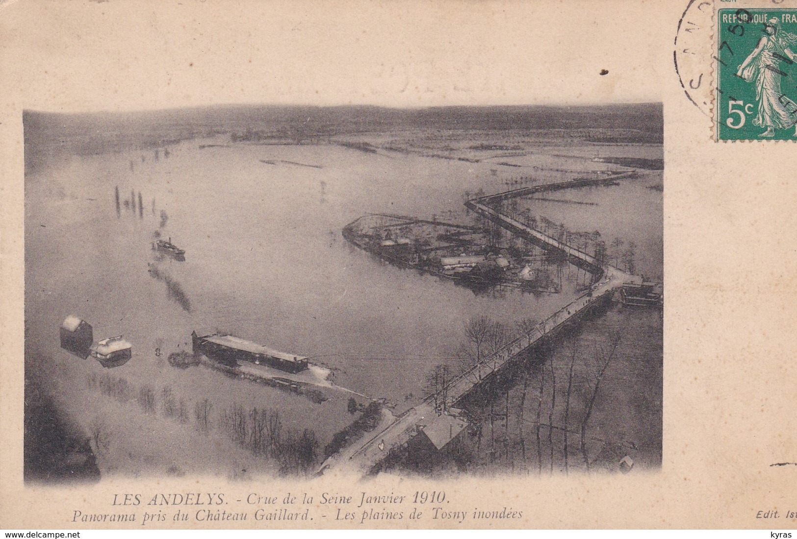 (27) LES ANDELYS . Crue De La Seine Janvier 1910. Panorama Pris Du Château Gaillard . Les Plaines De Tosny Inondées - Les Andelys