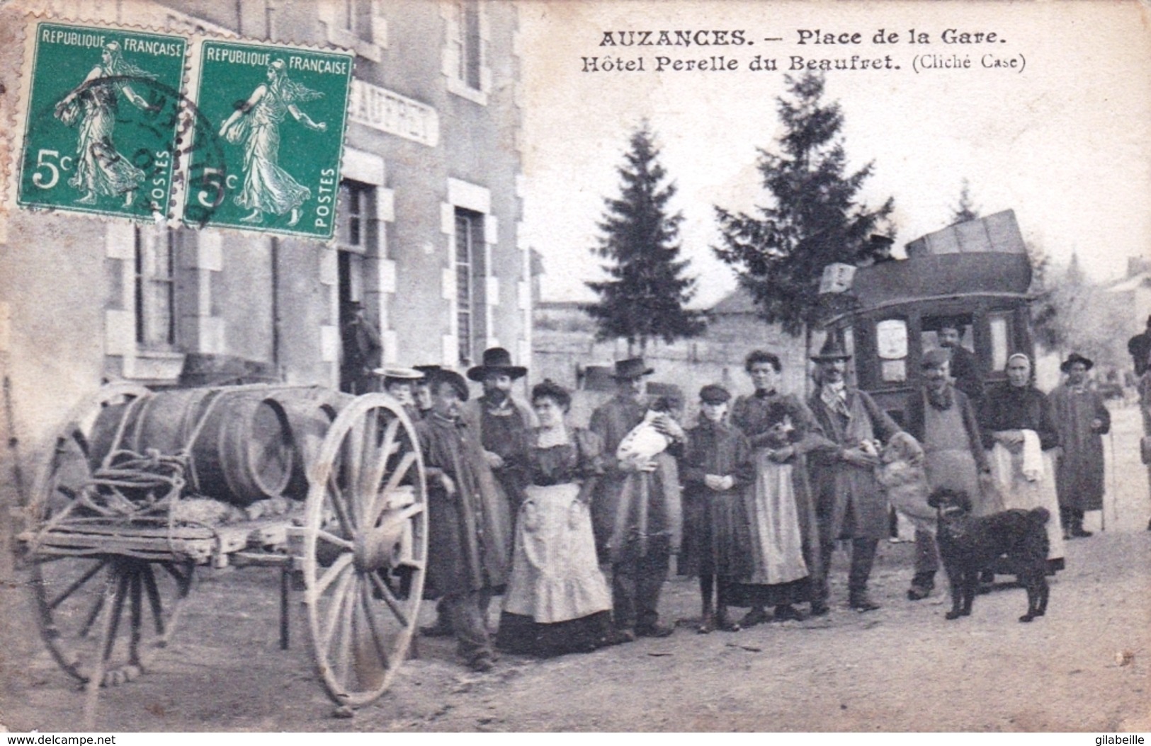 23 - Creuse  - AUZANCES - Place De La Gare - Hotel Perelle Du Beaufret - Auzances