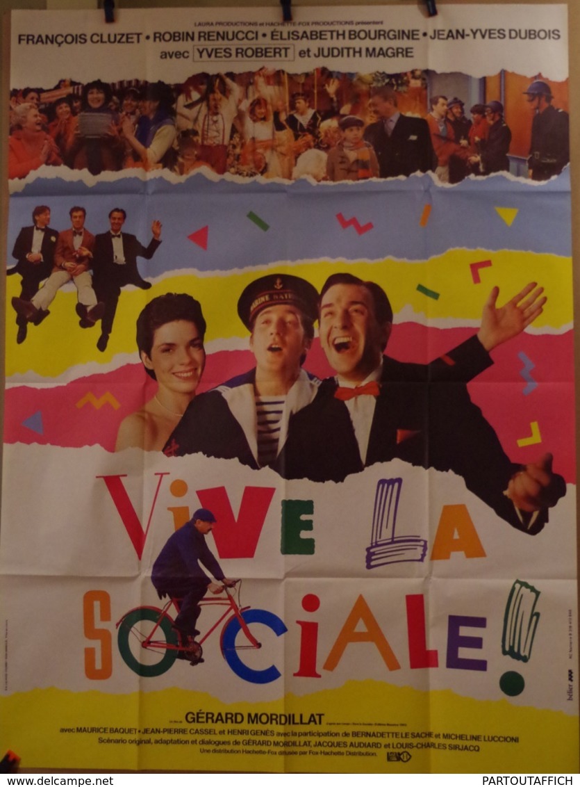 Aff Ciné Orig VIVE LA SOCIALE (1983)120X160 Gérard Mordillat Jacques Audiard F Cluzet - Plakate & Poster