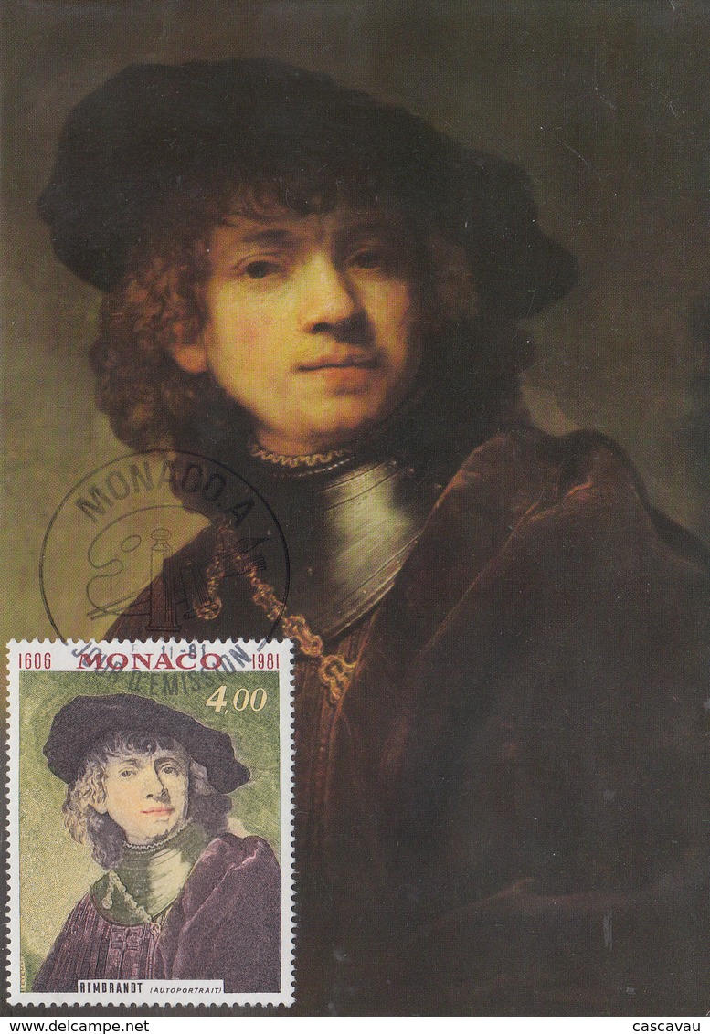 Carte Maximum  1er  Jour   MONACO    Oeuvre  De  REMBRANDT   1981 - Rembrandt