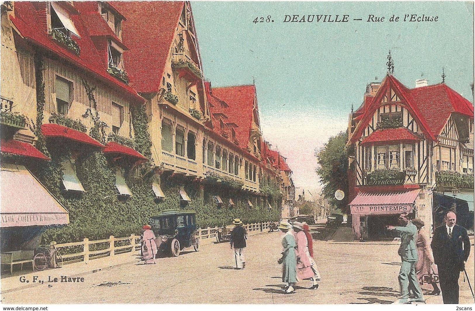 Dépt 14 - DEAUVILLE - Rue De L'Écluse - (ELD N° 428) - Colorisée - Magasin AU PRINTEMPS - Deauville