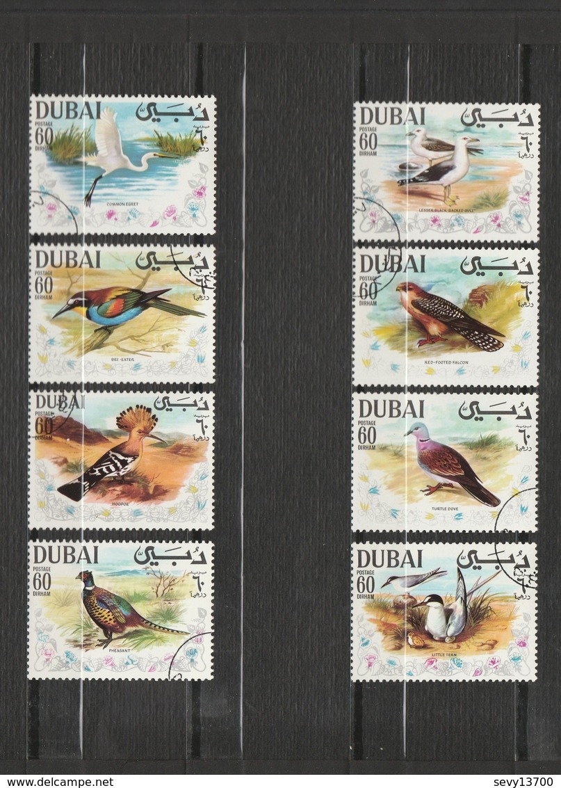 Dubai - 8 Timbres Les Oiseaux - Année 1968 - YT - 100 A-D - 100 A-H - 100 A-F - 100 A-E - 100 A-B - 100 A-A - 100 A-G - Dubai