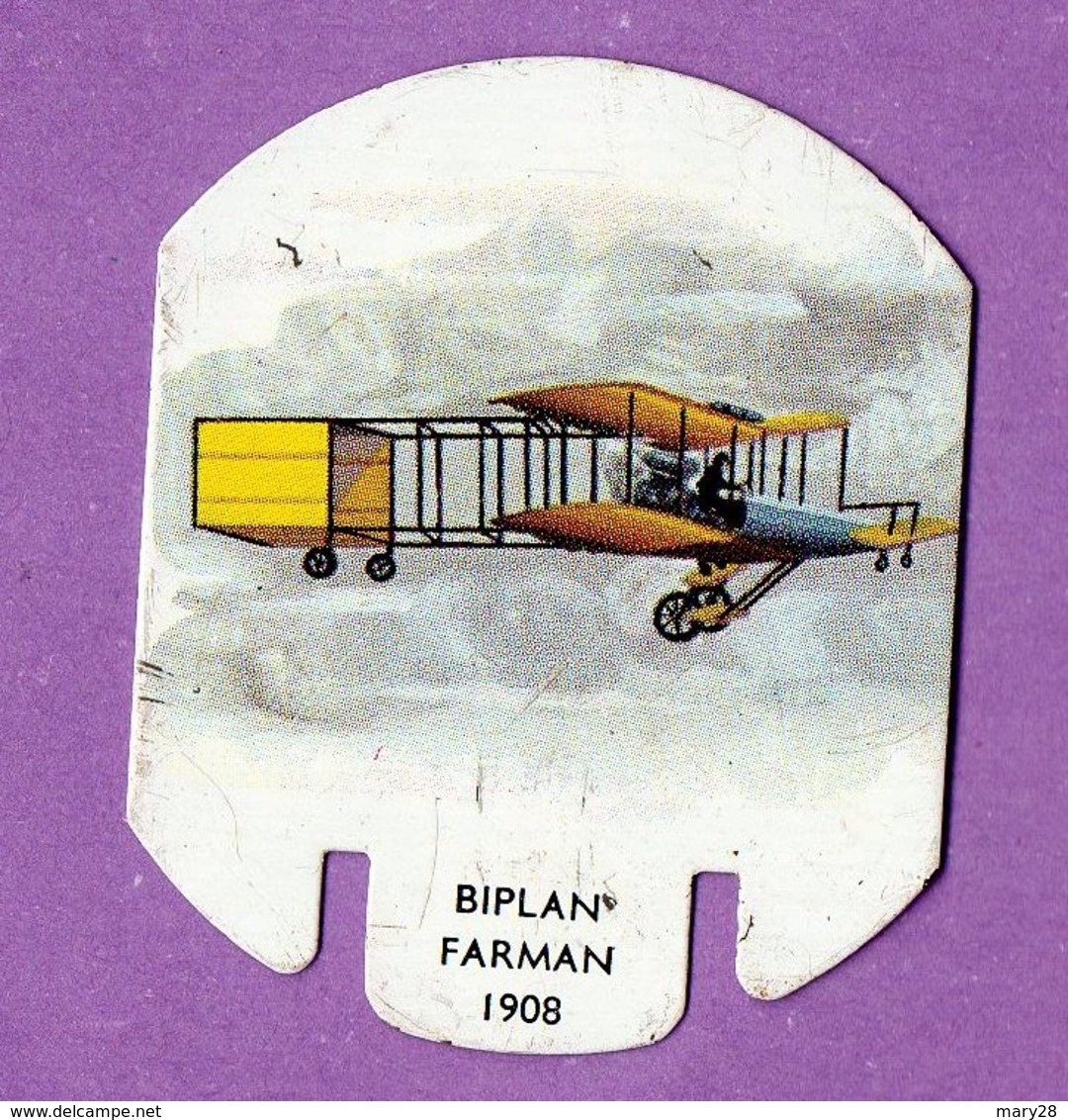 Plaque Publicitaire En Metal Moutarde Parizot Avion  Biplan Farman 1908 - - Plaques En Tôle (après 1960)