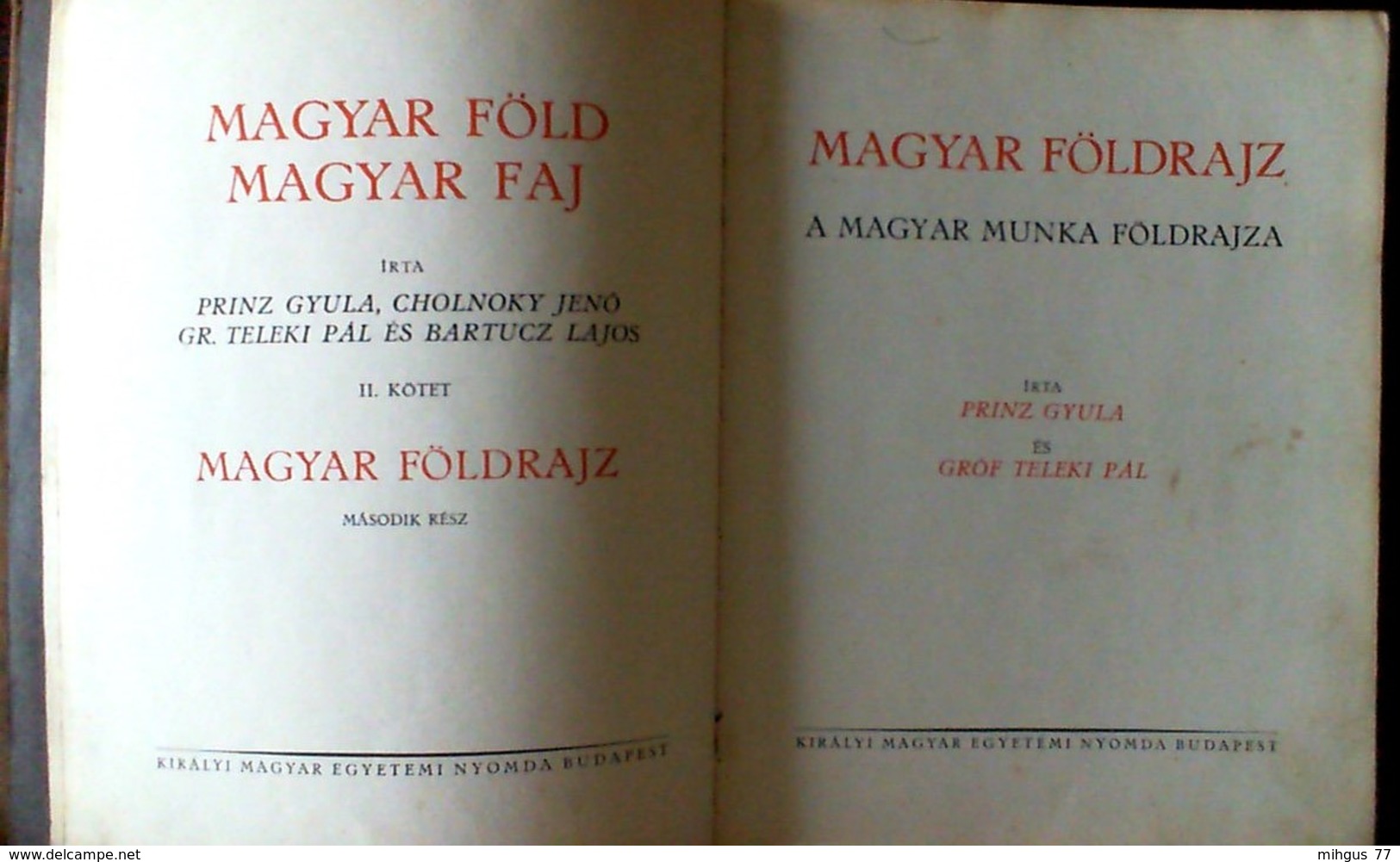1938 HUNGARY MAGYAR FOLD MAGYAR FAJ  IV kotetben