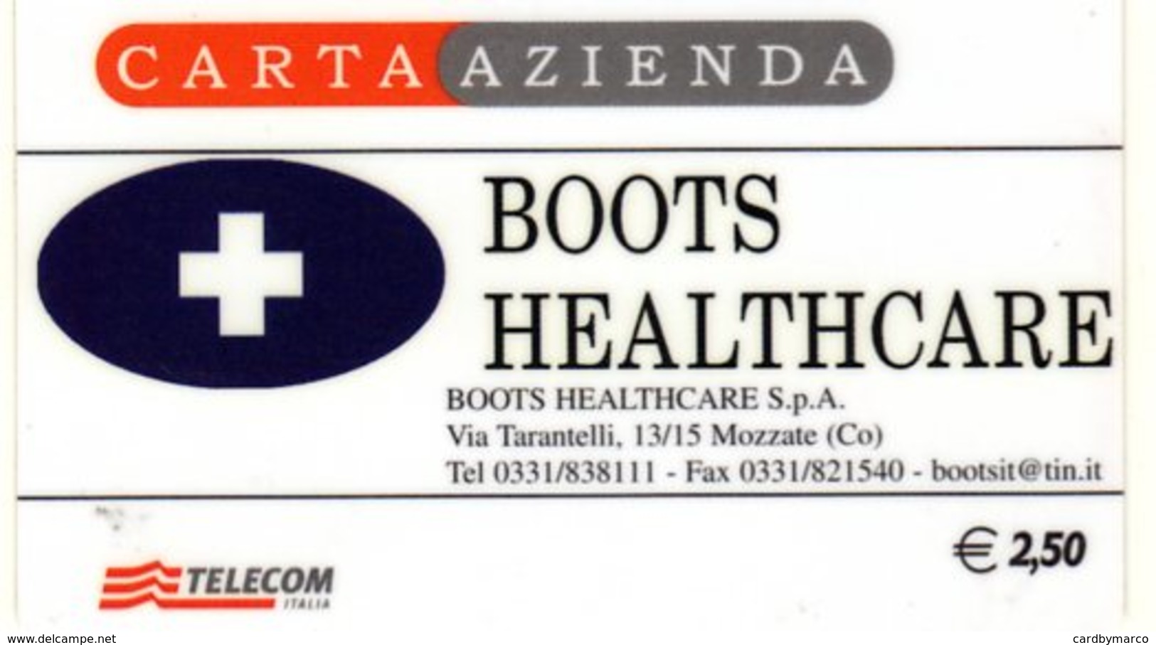 *CARTA AZIENDA 1° Tipo: BOOTS HEALTHCARE - Cod. 1146* - Usata - Altri & Non Classificati