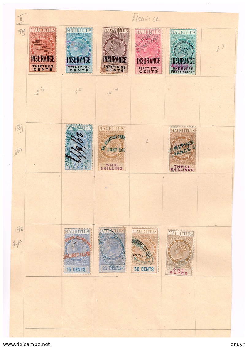 Maurice. Anciens Timbres Fiscaux à Identifier  Old Revenue Stamps - Verzamelingen (zonder Album)