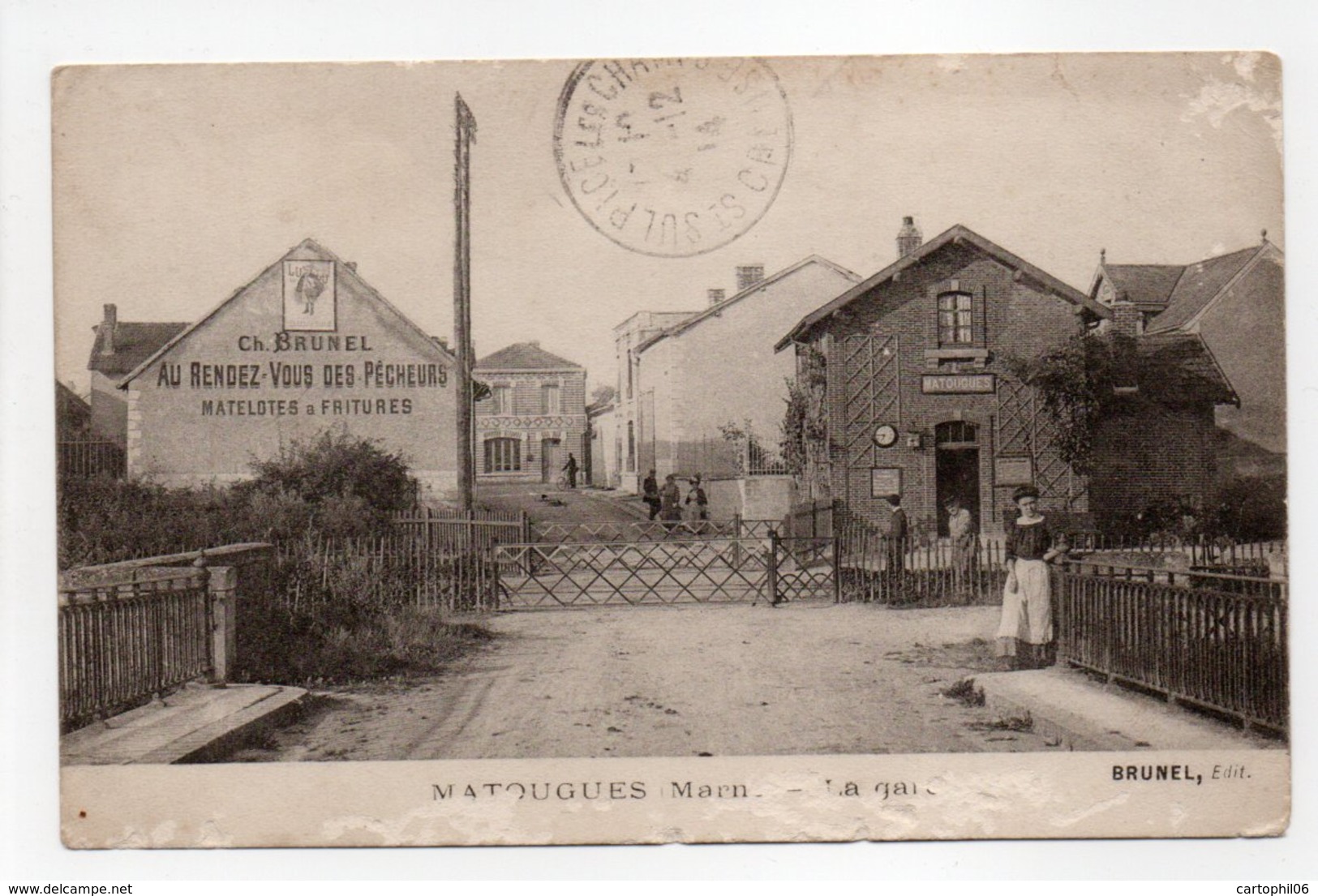 - CPA MATOUGUES (51) - La Gare 1914 (avec Personnages) - Edition BRUNEL - - Autres & Non Classés