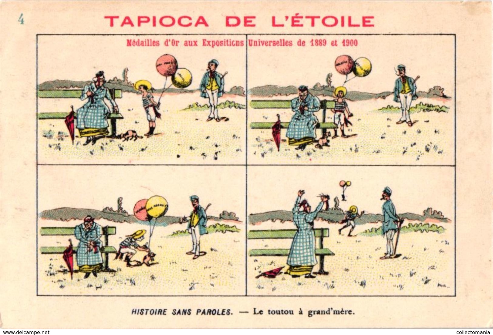 19 Cartes Litho Chromos TRES ANCIENS C1890, Comme Bandes Dessinés, Publicitaires Tapioca; Imprimeur COURBE ROUZET - Serigraphien & Lithographien