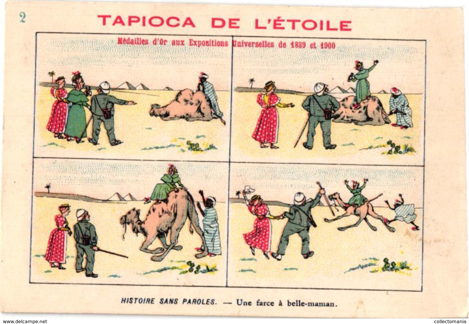 19 cartes litho chromos TRES ANCIENS c1890, comme bandes dessinés, publicitaires Tapioca; imprimeur COURBE ROUZET