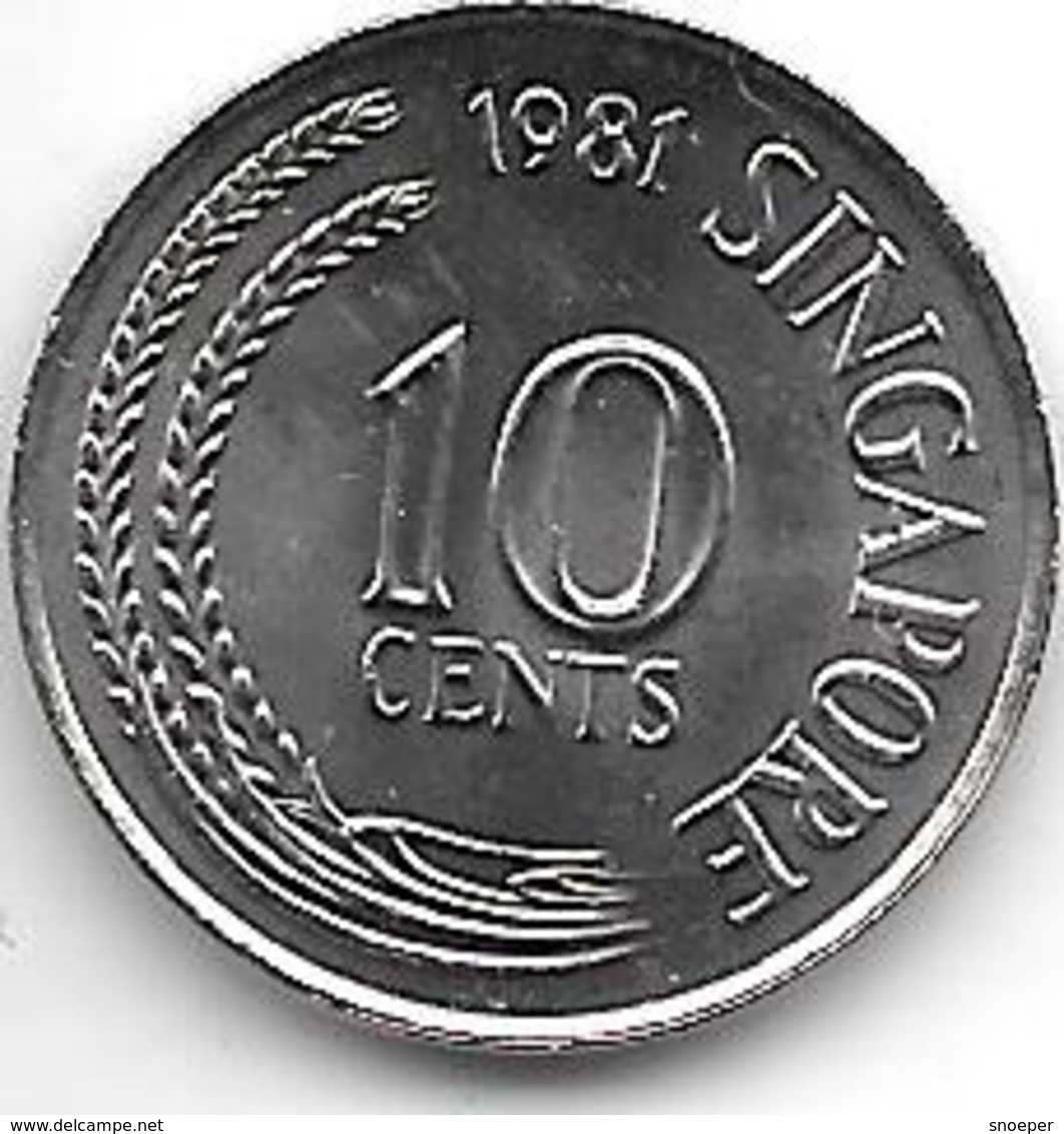 *singapore 10 Cents 1981 Km 3  Unc/ms63 - Singapour