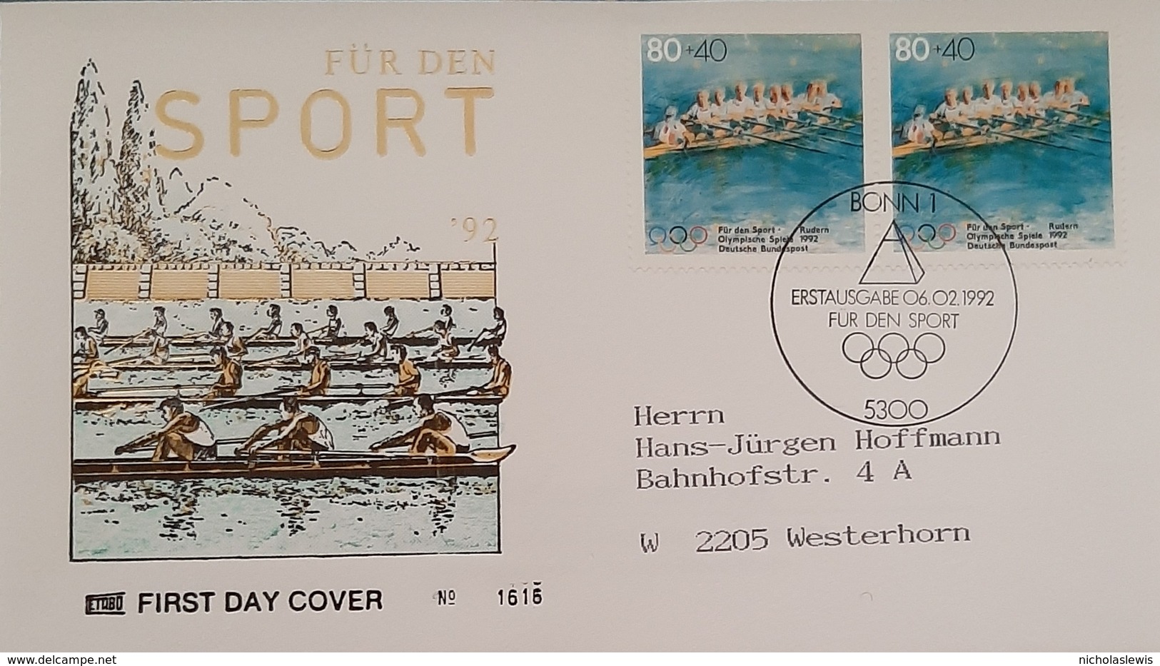 Germany FDC 1992 Sport Rowing - Other & Unclassified