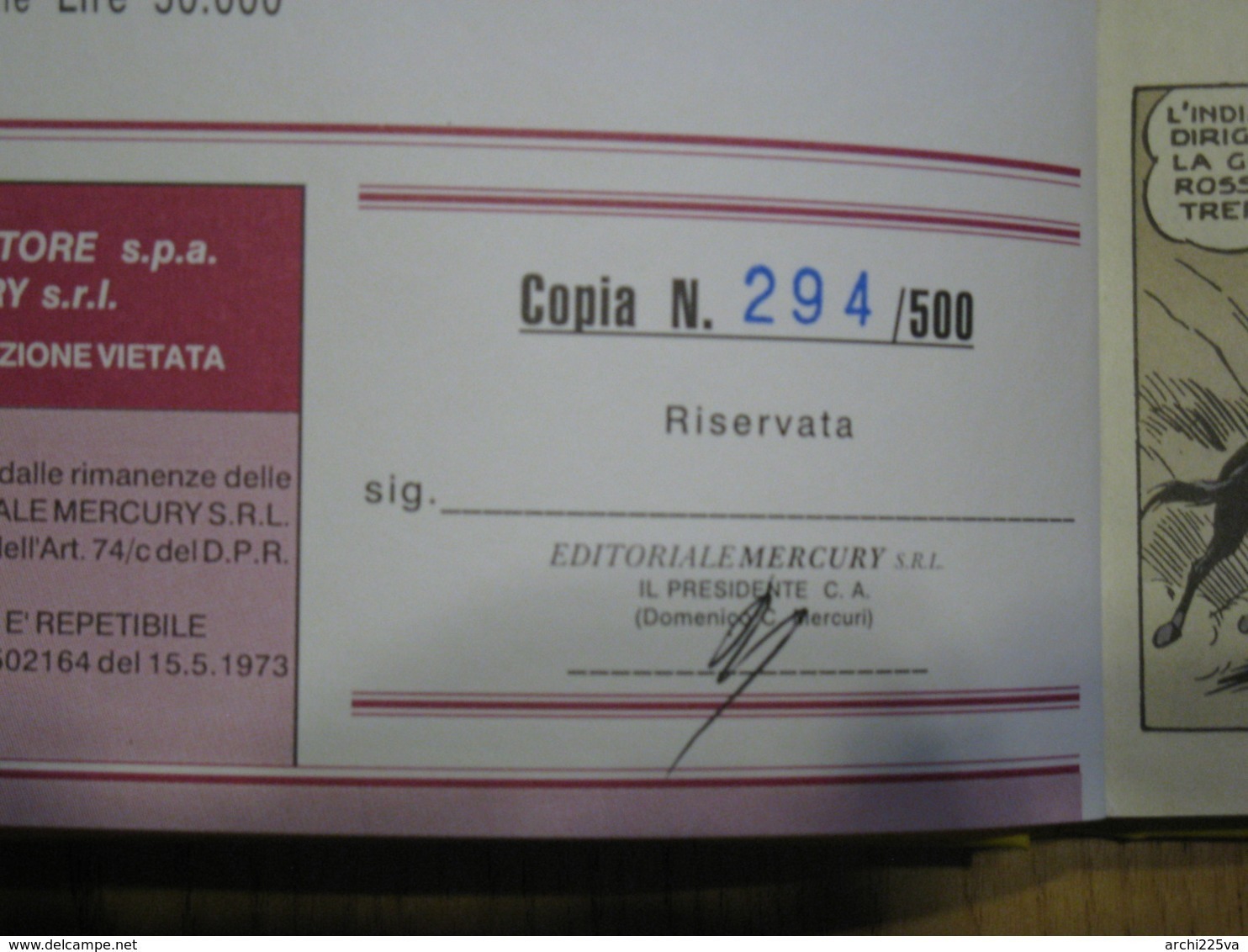 Collezione Special Tex A Colori 1997 / 2009 - Mercury - Edizione Limitata Numerata - Originali N. 1 / 31 Al Facciale - Tex