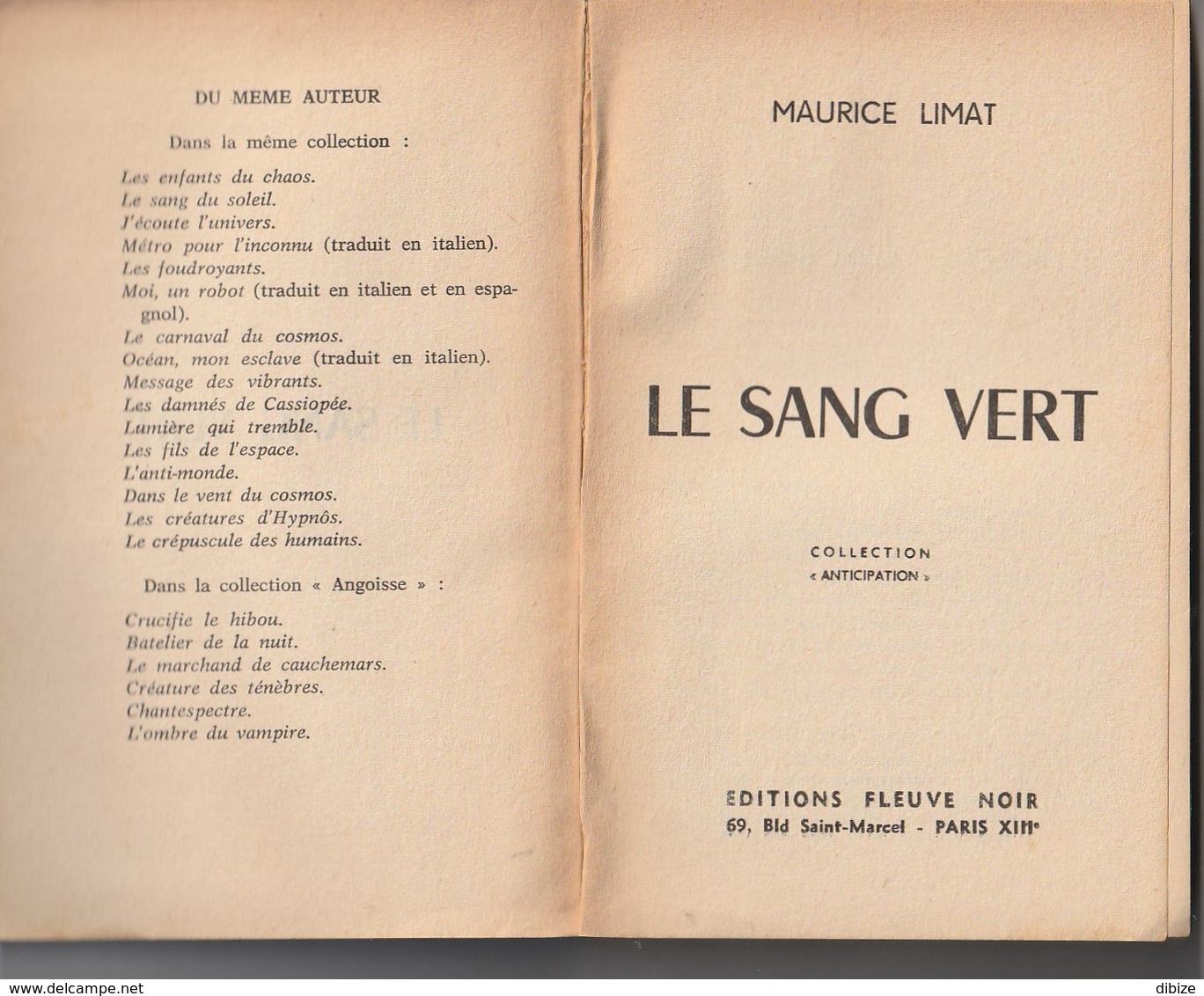 Anticipation. Maurice Limat. Le Sang Vert. Fleuve Noir N°  230  De 1963. Couverture Brantonne. - Fleuve Noir