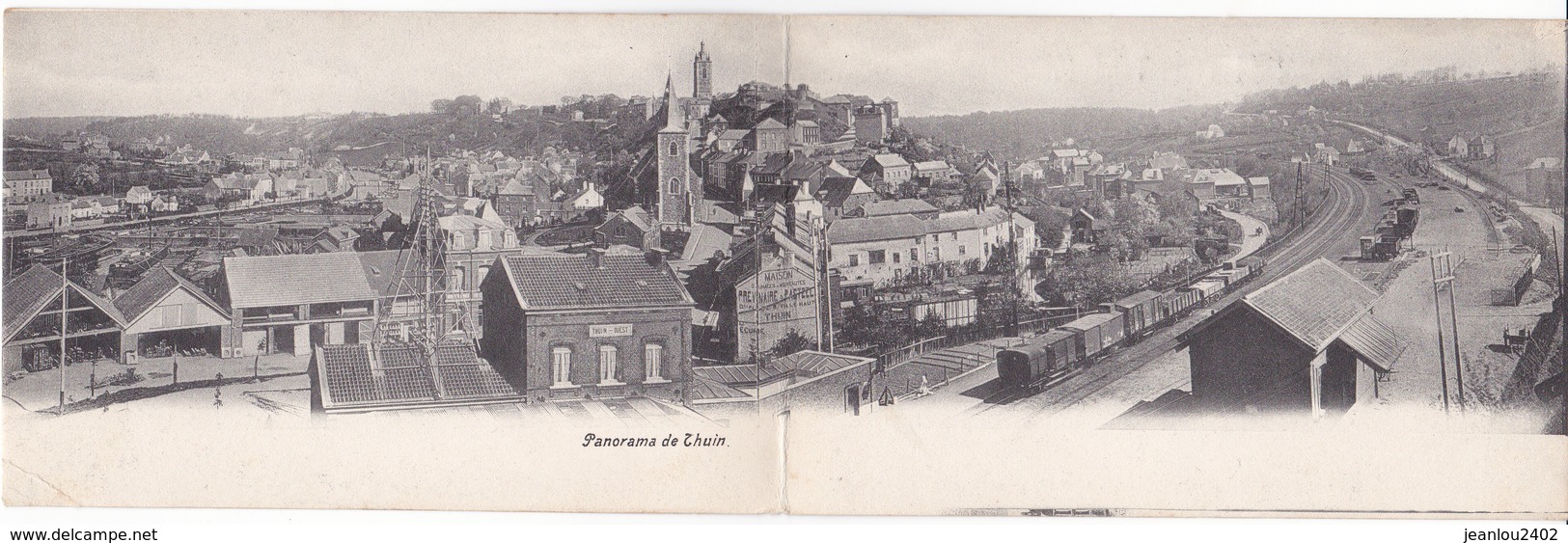 THUIN - PANORAMA - VUE SUR LA GARE - DOUBLE CARTE POSTALE - Thuin