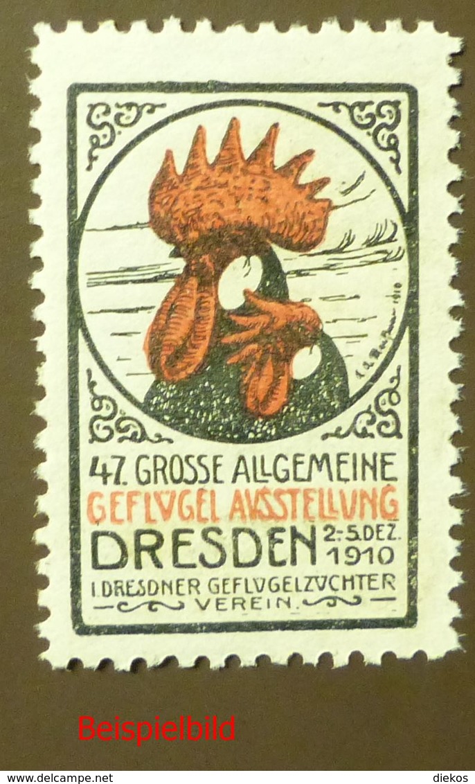 Werbemarke Cinderella Poster Stamp Dresden Geflügel Ausstellung 1910  #128 - Vignetten (Erinnophilie)