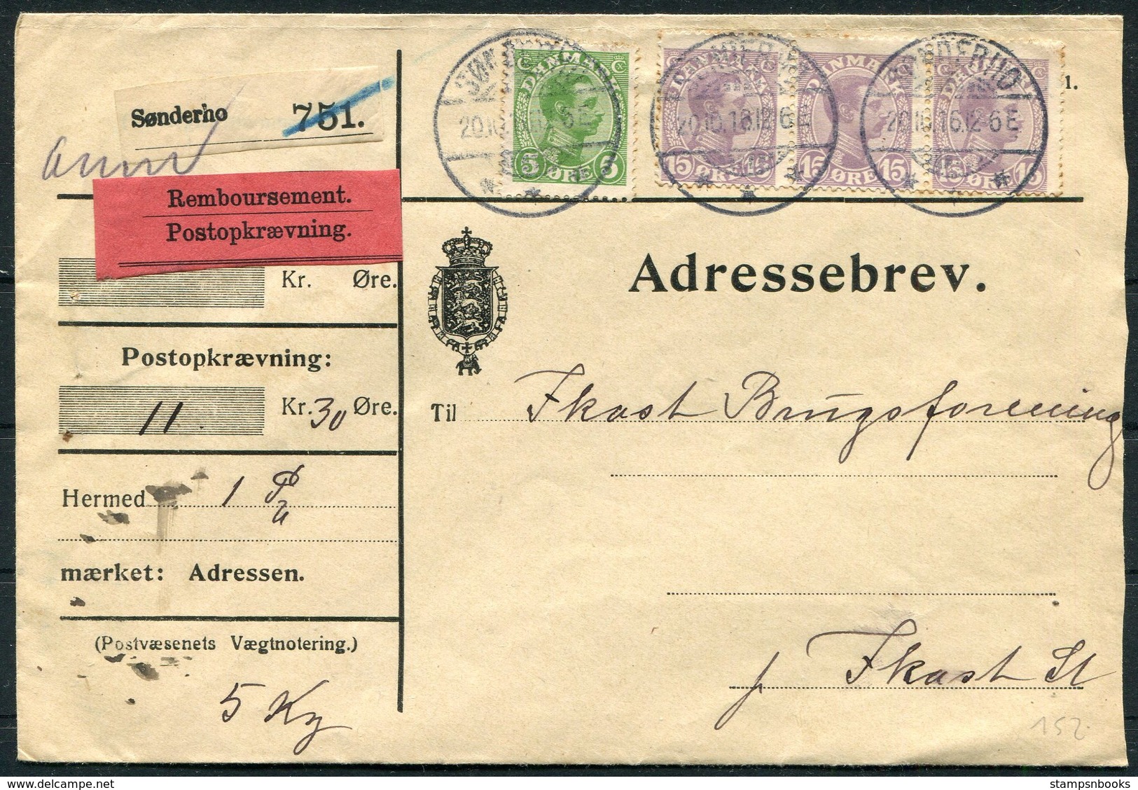 1916 Denmark Adressebrev, Kromanns Fabriker, Sonderho - Covers & Documents