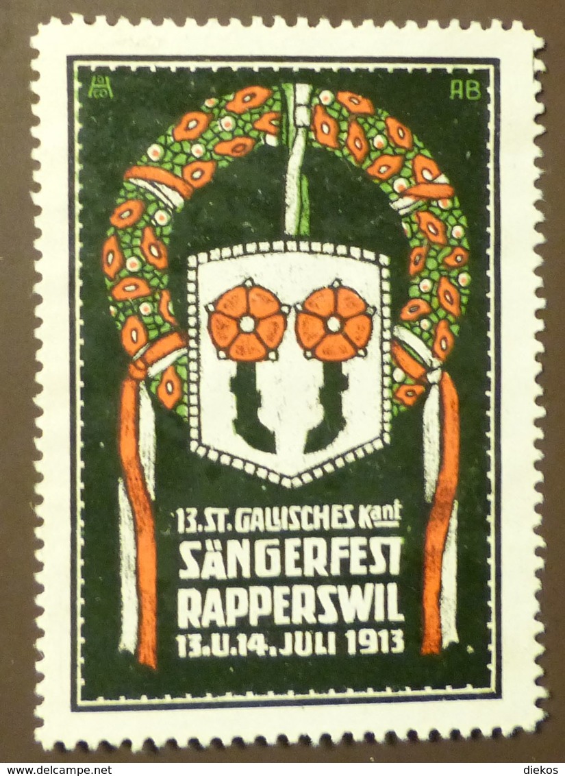 Werbemarke Cinderella Poster Stamp Sängerfest Papperswil  1913  #9 - Vignetten (Erinnophilie)