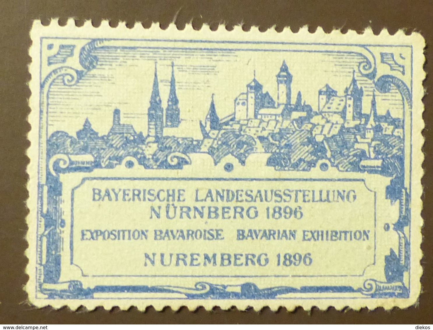 Werbemarke Cinderella Poster Stamp  Bayern Landesausstellung Nürnberg 1896 #180-blau - Vignetten (Erinnophilie)