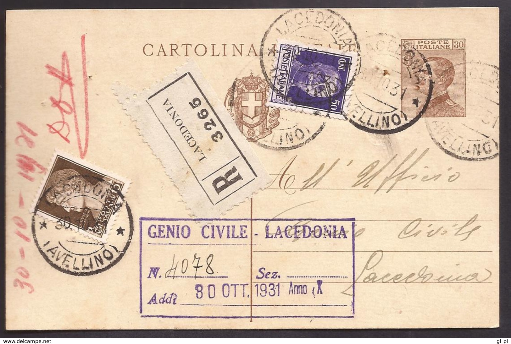 F5518  - CARTOLINA POSTALE REGNO RACOMANDATA - Postwaardestukken