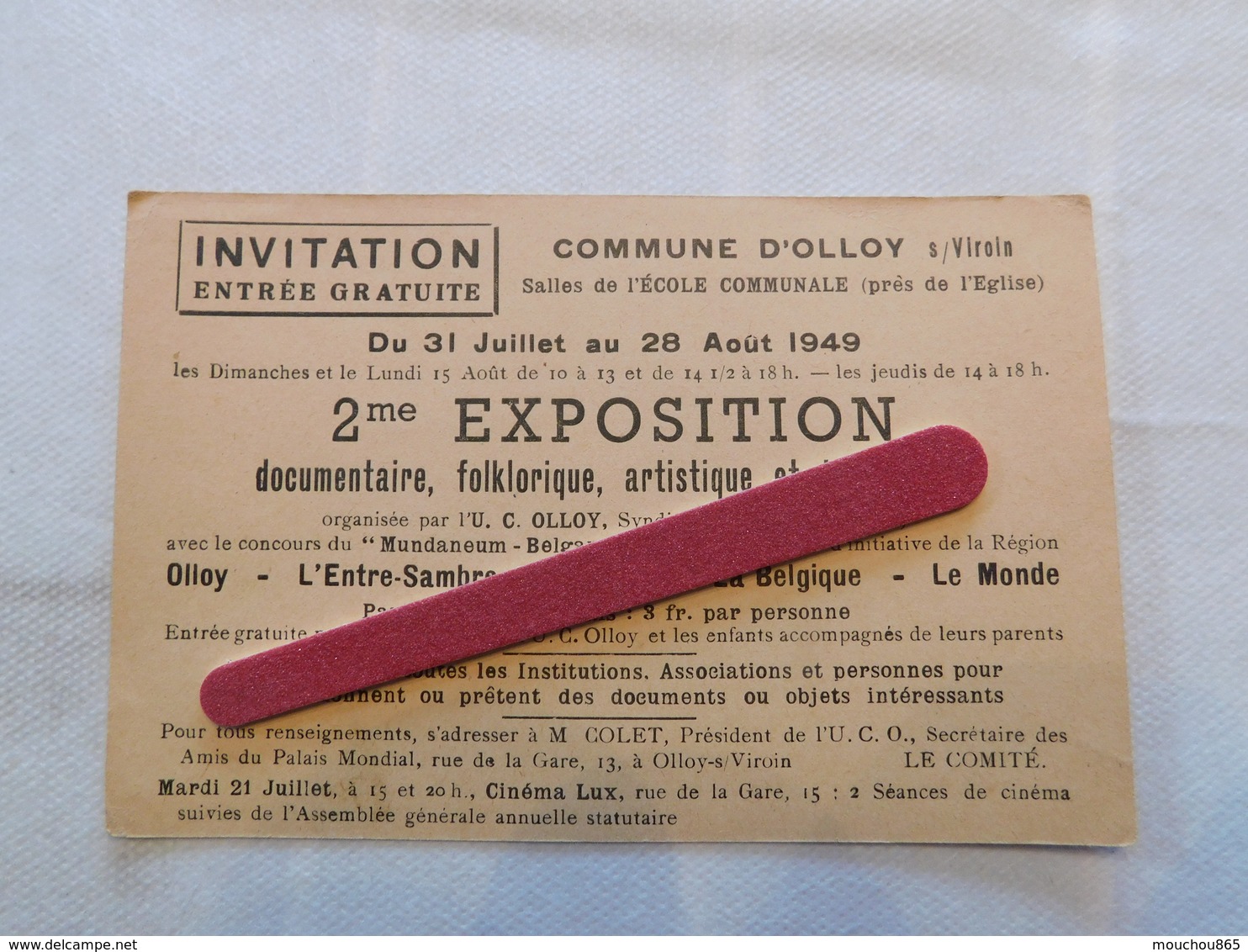 Olloy Exposition 1949 Lot 82 C - Viroinval