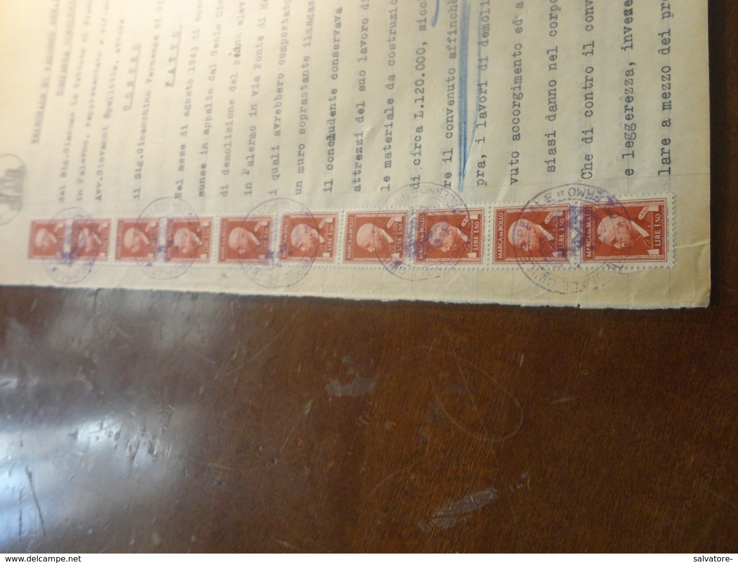 CARTA BOLLATA LIRE 24 CON AGGIUNTA 32  MARCHE DA BOLLO DA LIRE 1,50 - 1945 - Revenue Stamps