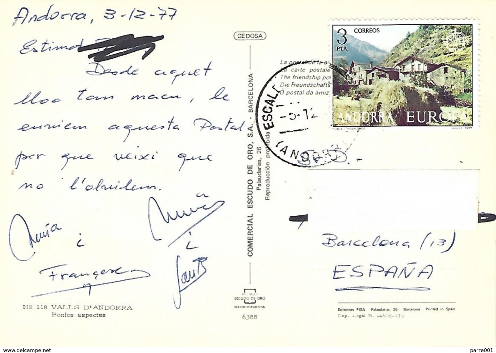 Andorra 1977 Escaldes Farming Landscape EUROPA CEPT Viewcard - 1977