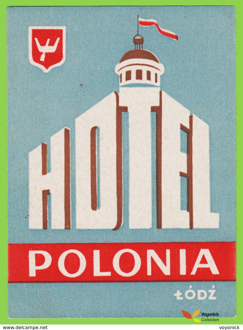 Voyo  HOTEL POLONIA Lodz Poland Hotel Label 1970s Vintage - Adesivi Di Alberghi