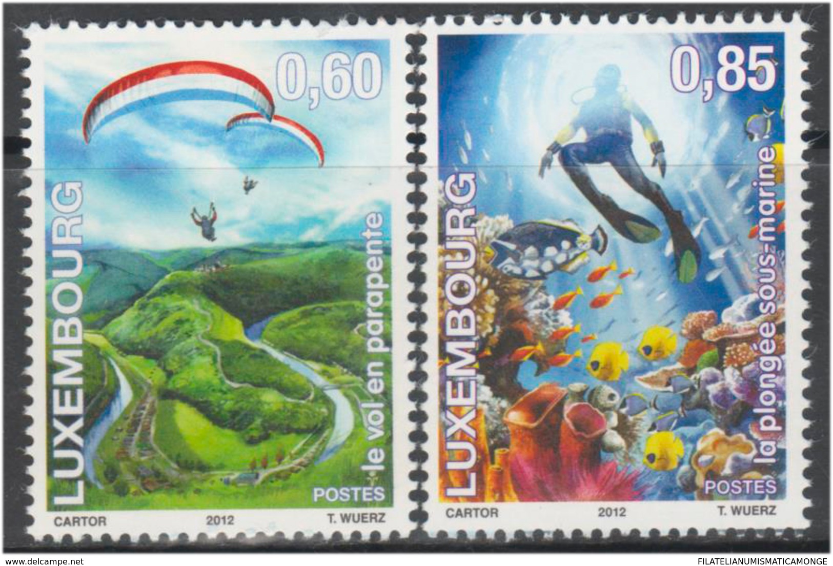 Luxemburgo 2012  Yvert Tellier Nº  1891/92 ** Parapente II (2v) - Ungebraucht