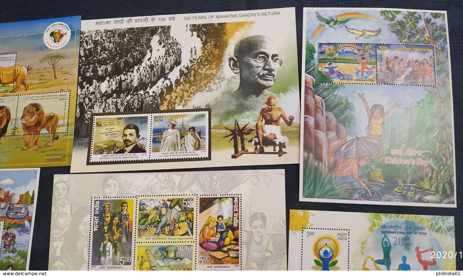 India 2015 Year Pack Of 9 M/s On Mahatma Gandhi Wildlife Yoga Space Joints Issue MNH - Full Years