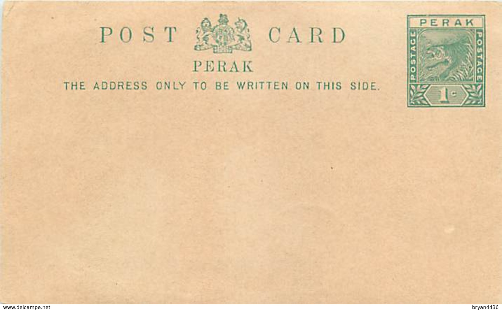 MALAISIE : PERAK - CARTE ENTIER POSTAL TYPE "TIGRE" - Perak