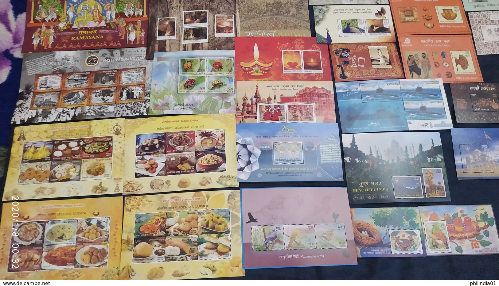 India 2017 Year Pack Of 30 M/s On Mahatma Gandhi Wildlife Joints Issue Ramayana Mahabharata Sikhism Cuisine MNH - Annate Complete