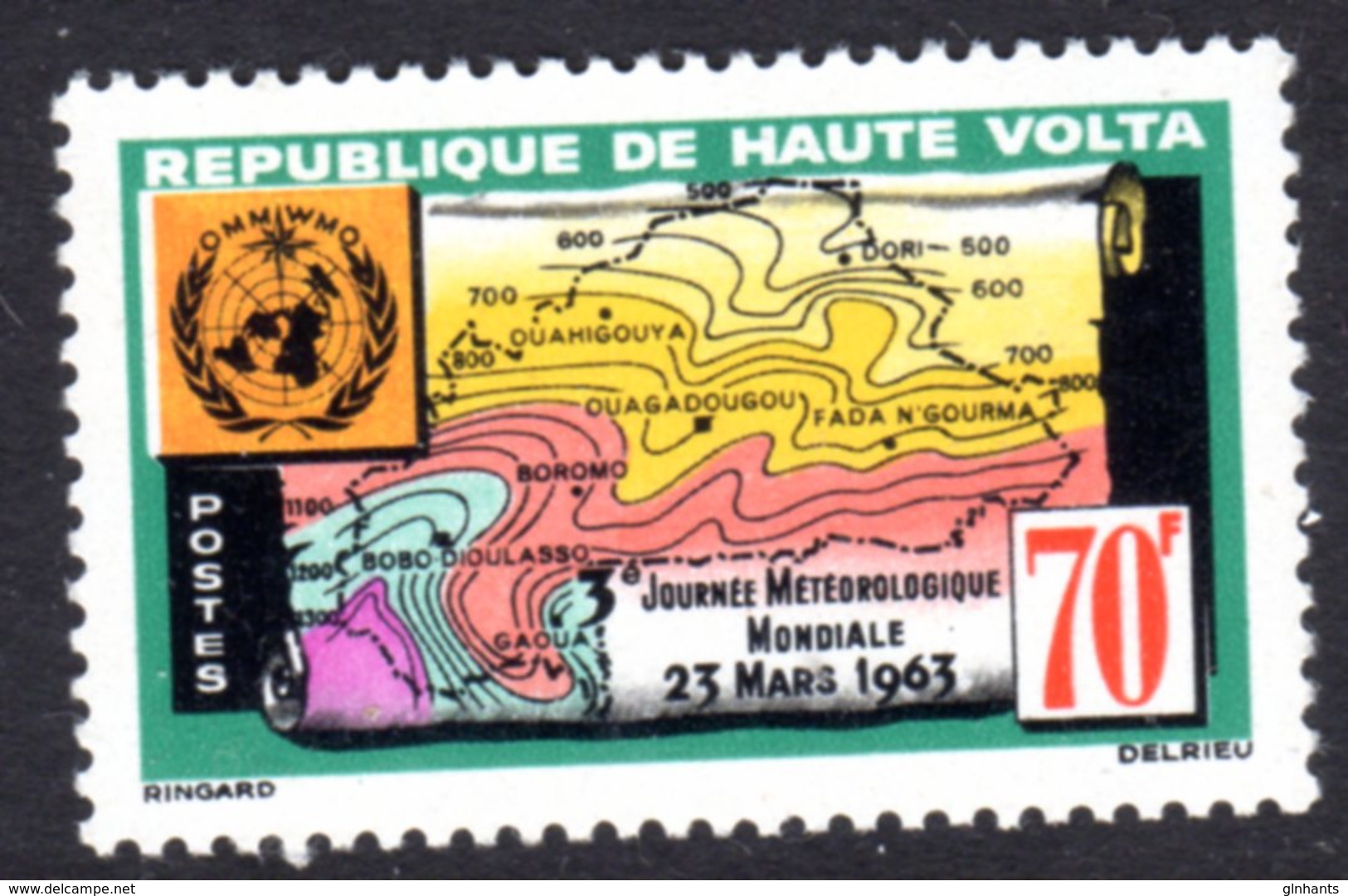 UPPER VOLTA - 1963 WORLD METEOROLOGICAL DAY 70F STAMP FINE MNH ** SG 113 - Upper Volta (1958-1984)