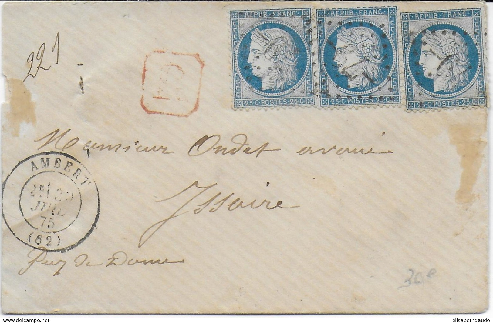 1875 - PUY DE DOME - LETTRE RECOMMANDEE De AMBERT Avec GC 79 => ISSOIRE - 1871-1875 Cérès