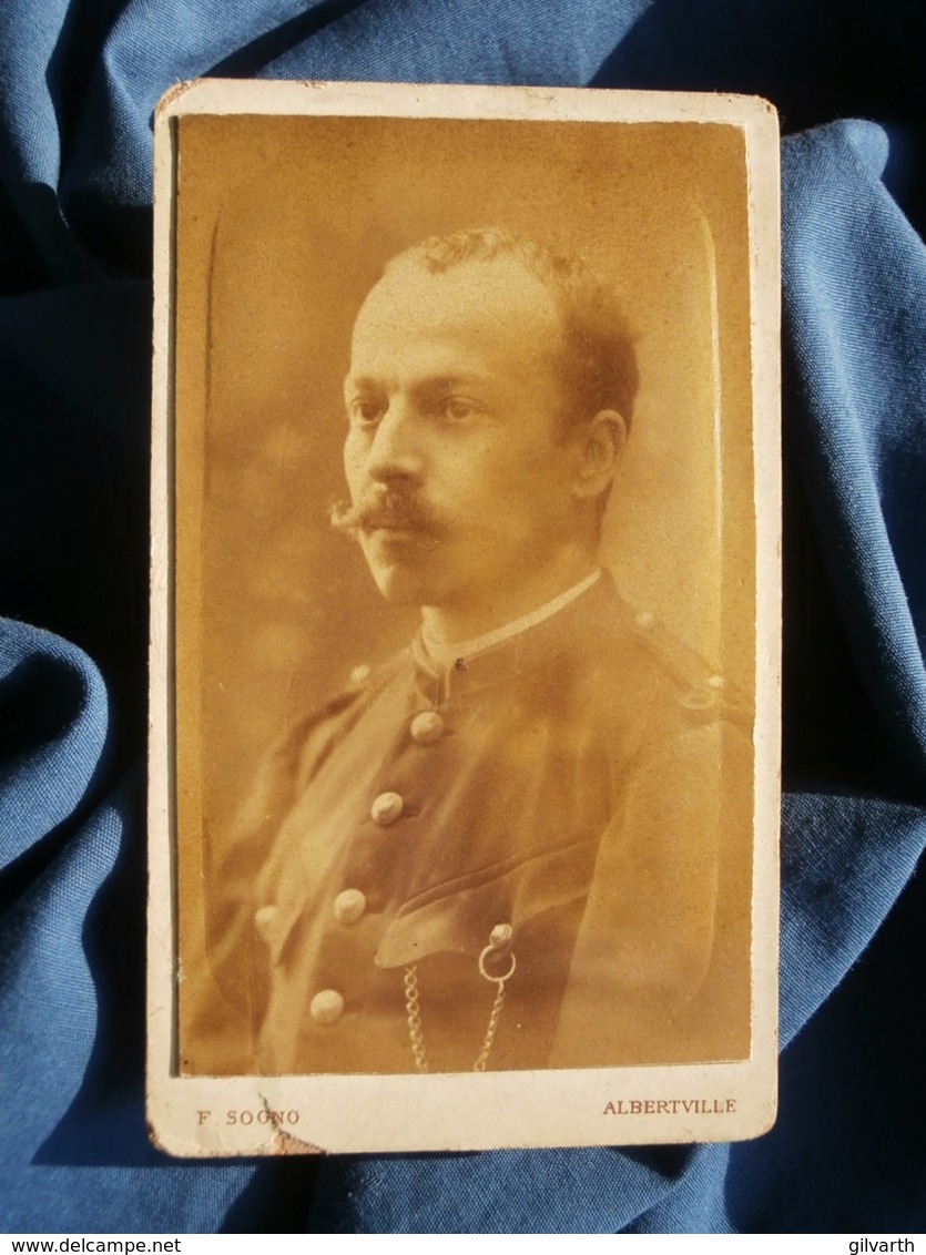 Photo CDV Sogno à Albertville - Portrait Militaire (officier ?) Du Génie L483 - Alte (vor 1900)