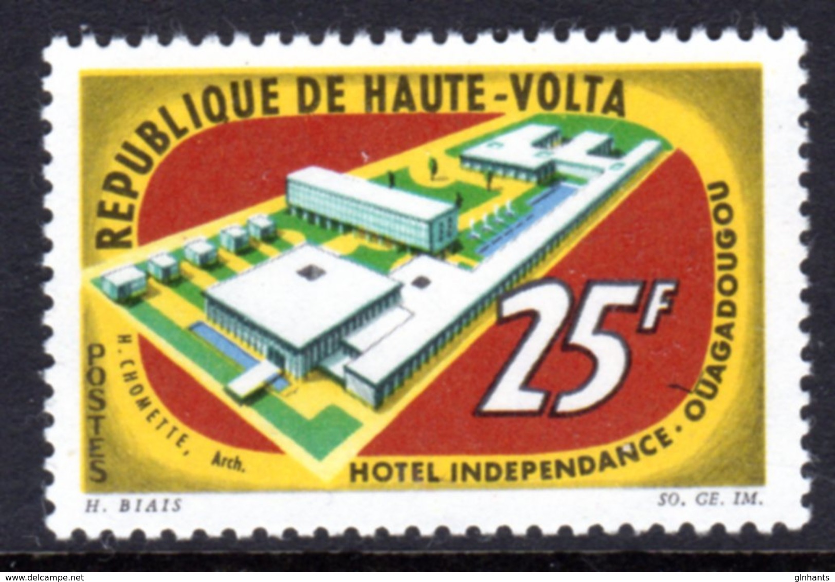 UPPER VOLTA - 1964 INDEPENDENCE HOTEL 25F STAMP FINE MNH ** SG 153 - Haute-Volta (1958-1984)