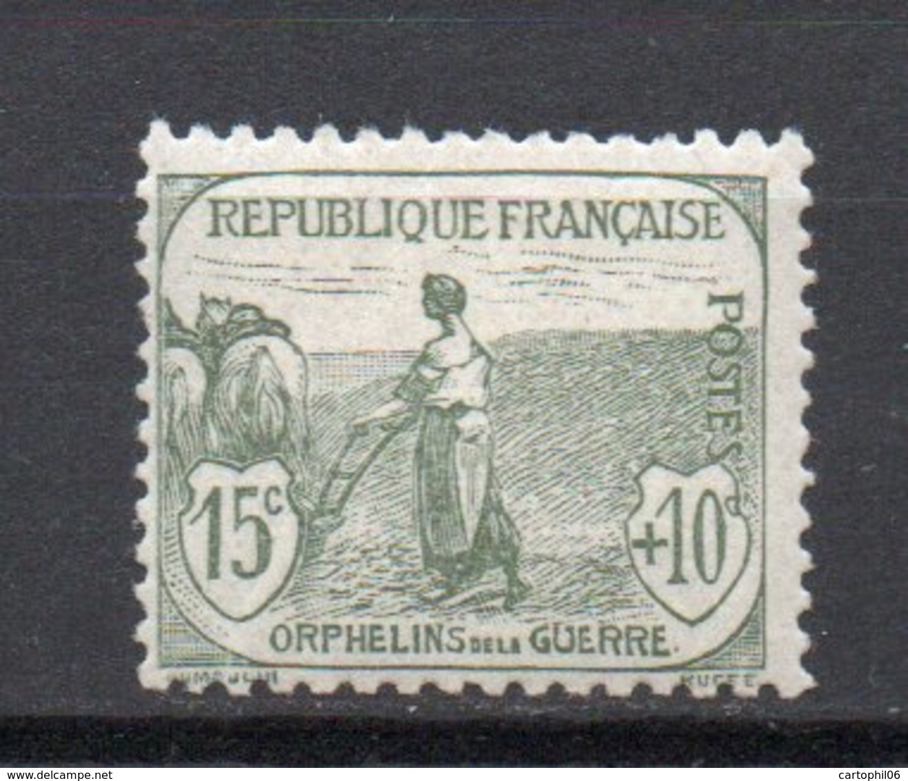 - FRANCE N° 150 Neuf ** MNH - 15 C. + 10 C. Gris-vert Orphelins 1917-18 - Cote 125 EUR - - Nuovi