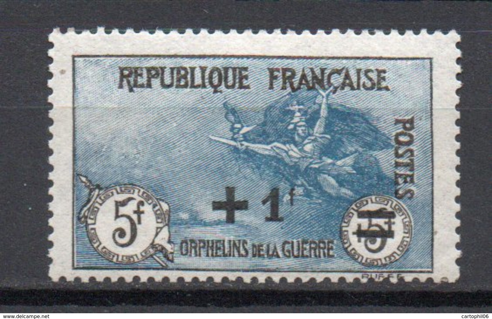 - FRANCE N° 169a Neuf * MH - +1 F. S. 5+5 F. Orphelins 1922, IMPRESSION FINE - Cote 220 EUR - - Neufs