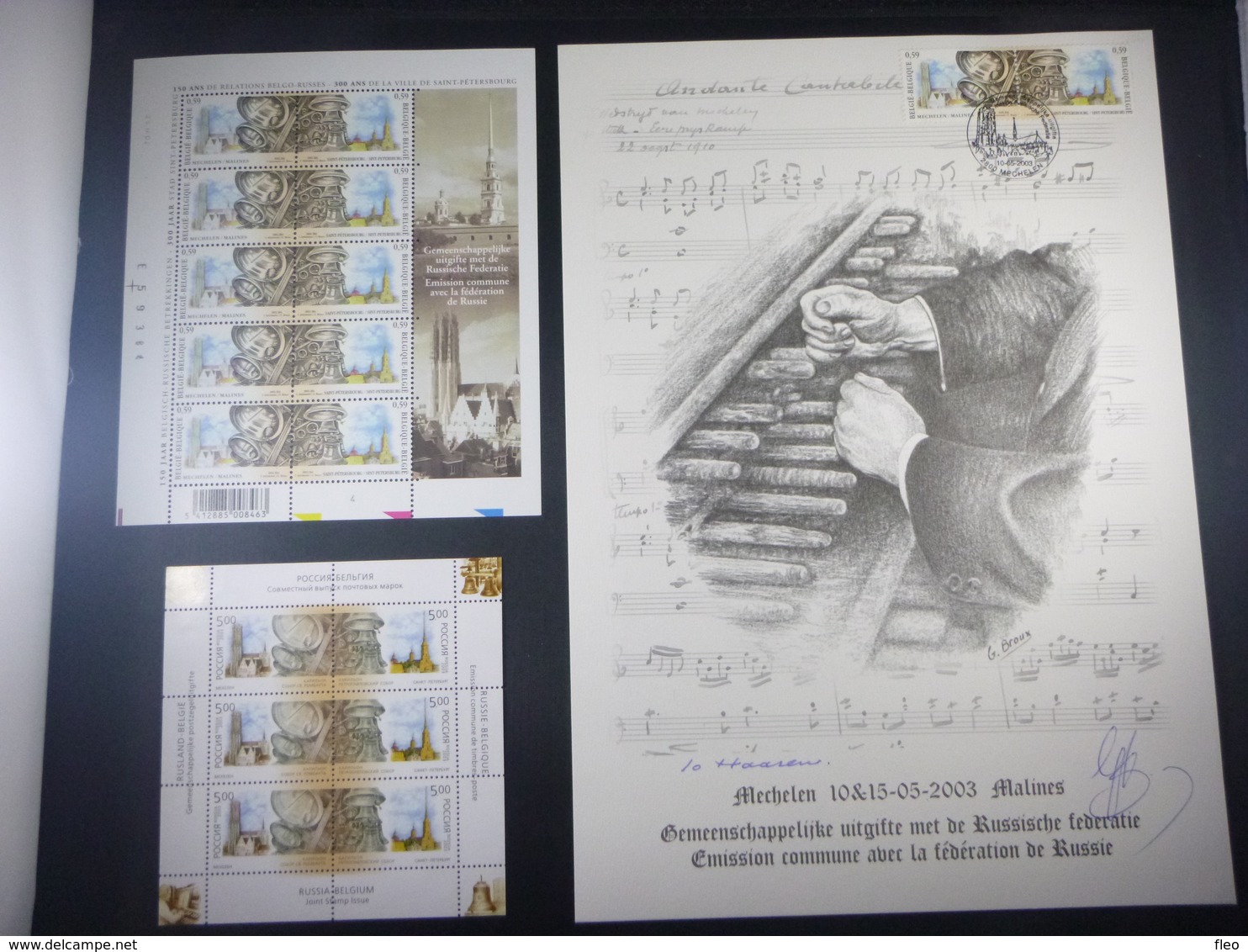 BELG.2003 3170/3171 FDC Filatelic Card (A4) : " Unieke Mooie Kaart Met Handtekening Guillaume Broux (ontwerper Kaart )" - 2001-2010