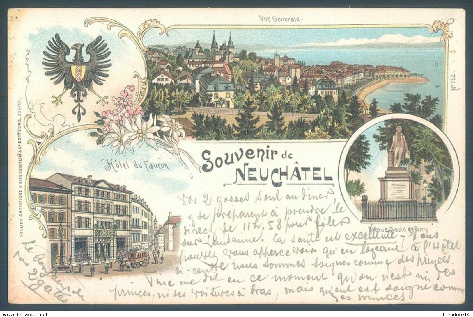 NE Souvenir De NEUCHATEL 1899 Hotel Du Faucon - Otros & Sin Clasificación