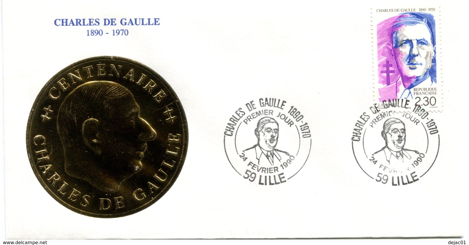 Thème Général De Gaulle - PJ Lille 24 Février 1990 - X 1391 - De Gaulle (General)