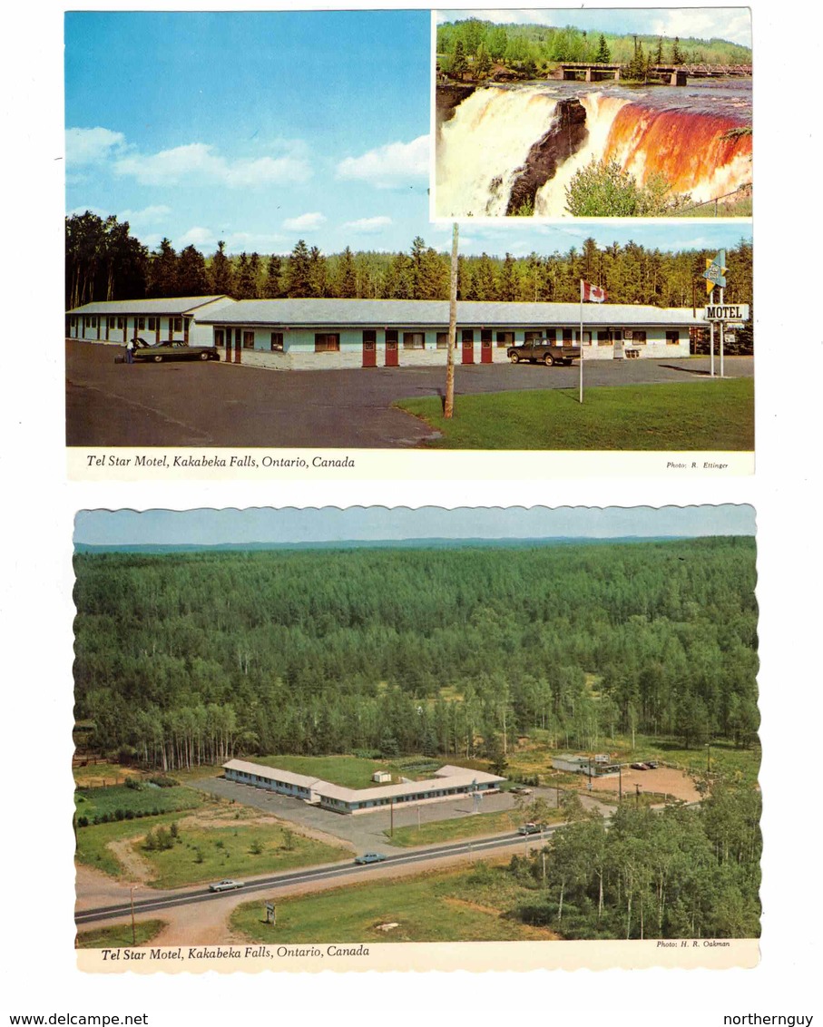 2 Different, KAKABEKA FALLS, Ontario, Canada, Tel Star Motel, 1960's Chrome 4X6 Postcards, Thunder Bay County - Port Arthur