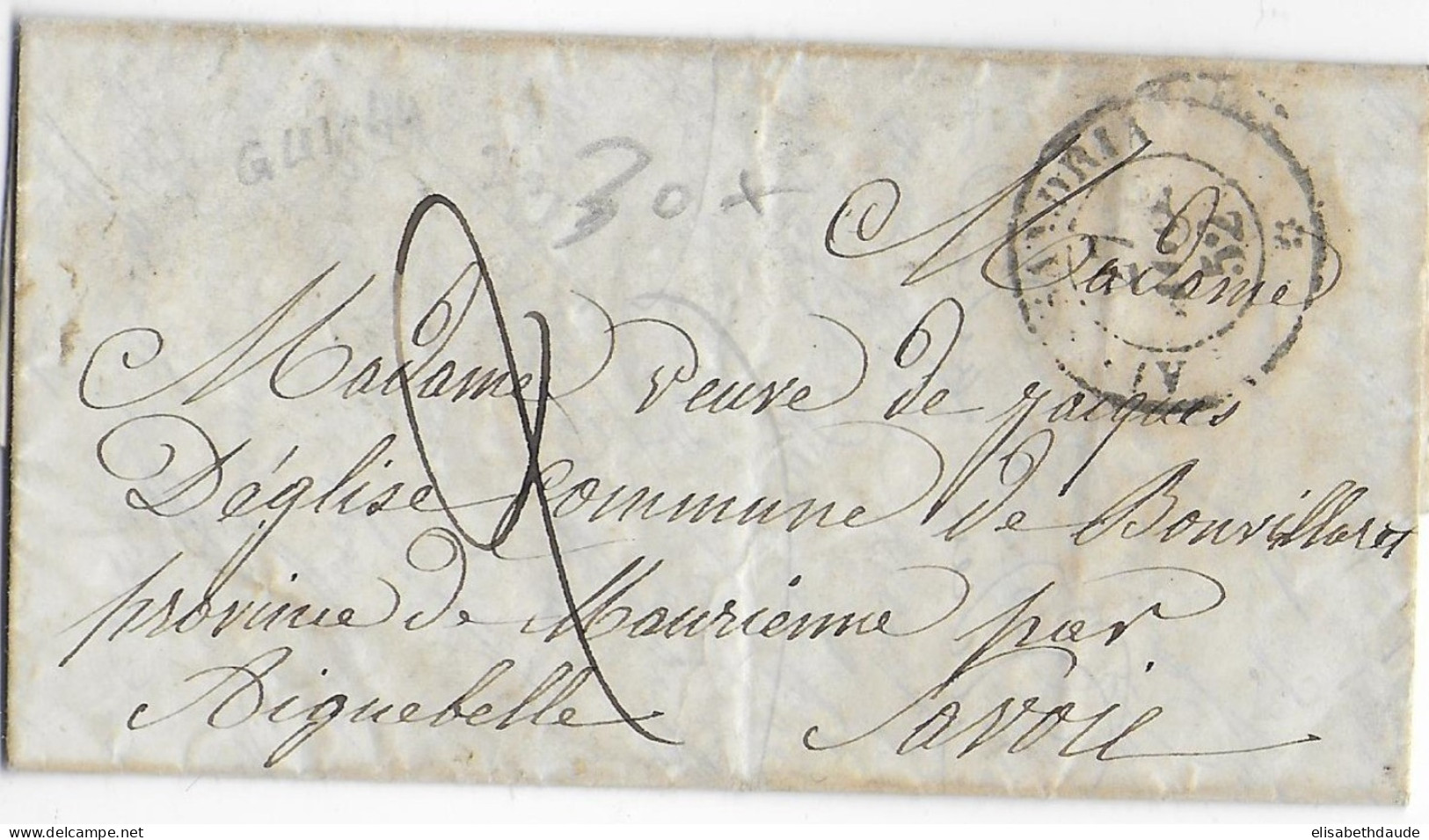 1852 - ETATS SARDES - LETTRE De ALESSANDRIA => AIGUEBELLE (SAVOIE) - Sardegna