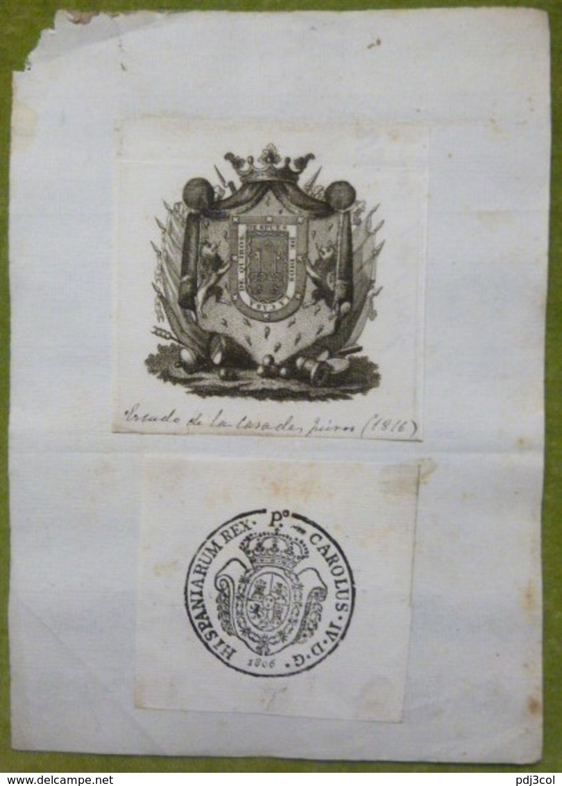 Ex-libris Héraldique, Cachet, Annoté - ESPAGNE - CASA DE QUIROS - 1806 - Ex-libris