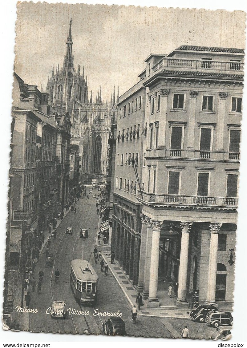 Y5149 Milano - Corso Vittorio Emanuele - Auto Cars Voitures Tram / Viaggiata 1953 - Milano (Milan)