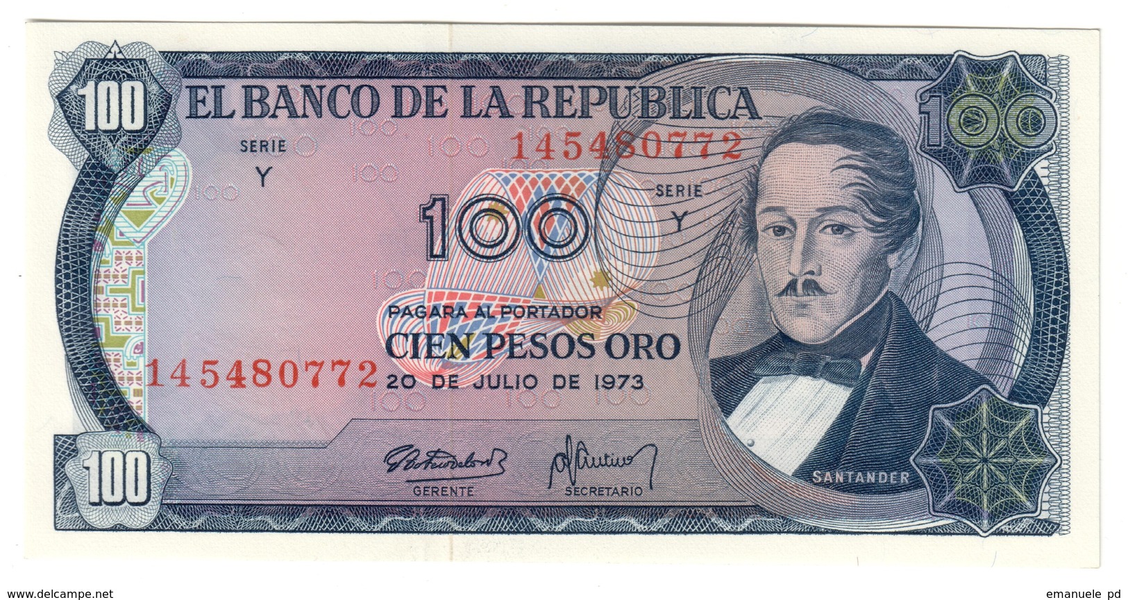 COLOMBIA	100	PESOS	20/07/1973	P415	UNC			.CV. - Colombia